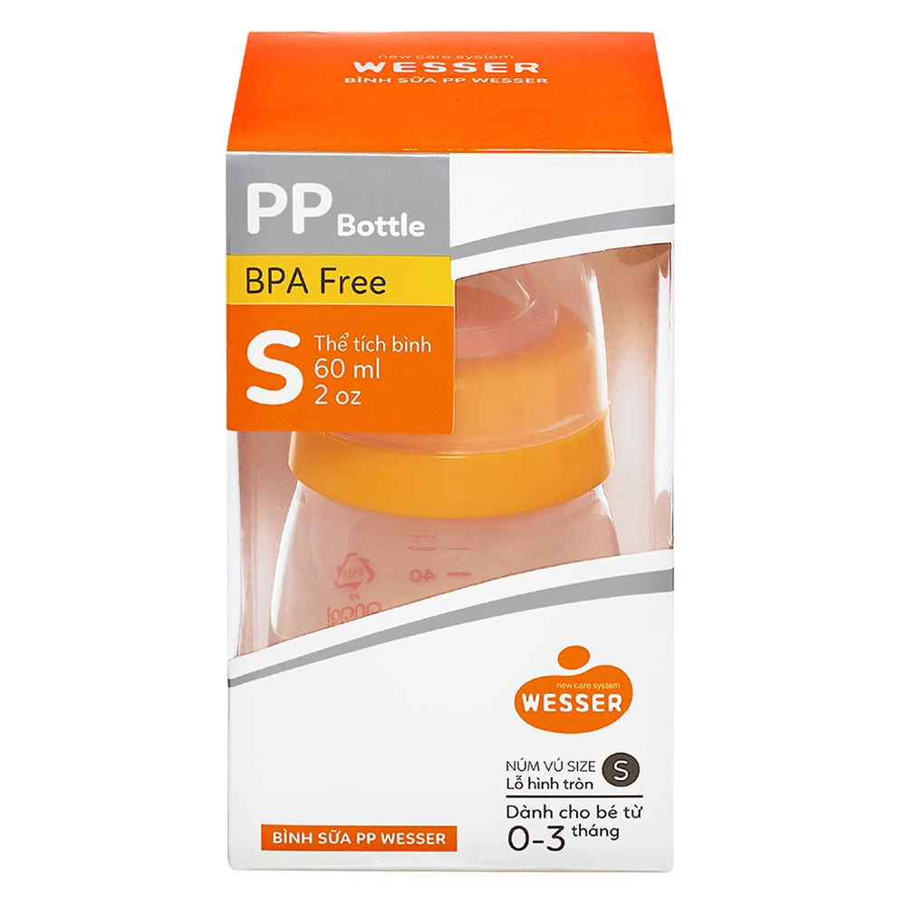 Bình sữa cổ hẹp PP Wesser 60ml/140ml/250ml