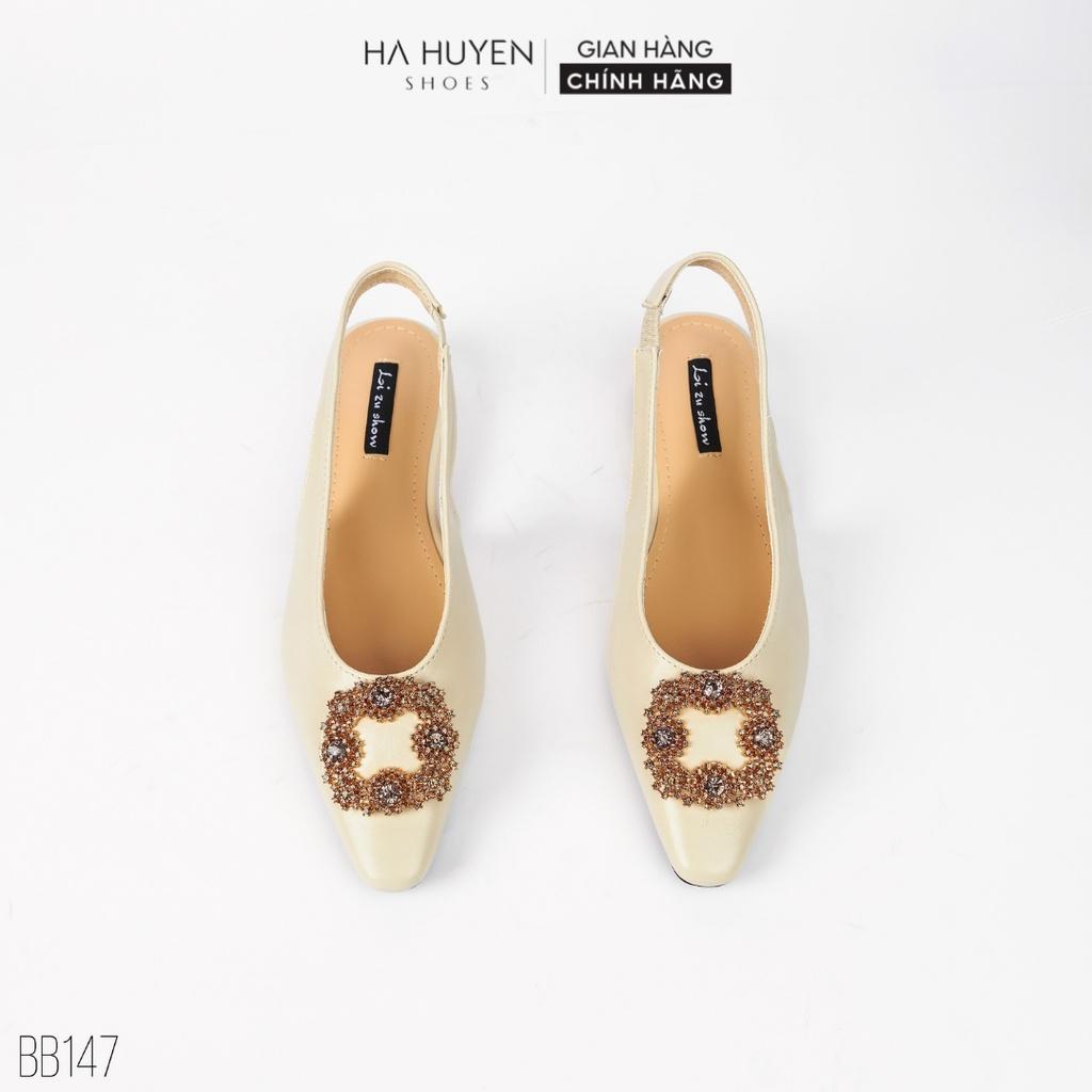 Giày búp bê nữ Hà Huyền Shoes mũi nhọn da đá quai hậu sang trọng - BB147