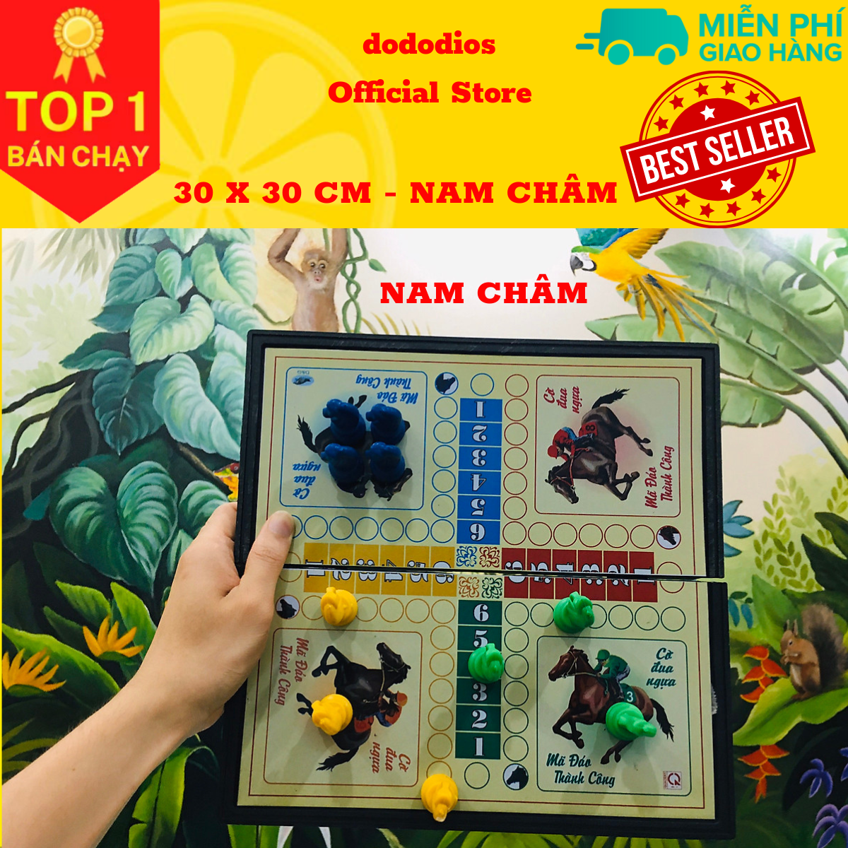 Cờ cá ngựa bằng nam châm - bàn cờ gập đôi đựng quân cờ - Size 28x28Cm - hãng dododios