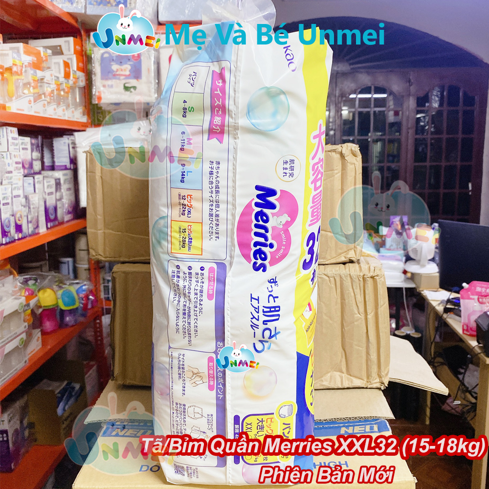 Combo 2 Gói Tã/bỉm quần Merries Jumbo XXL32 Dành Cho Bé 15-28kg - Mevabeunmei