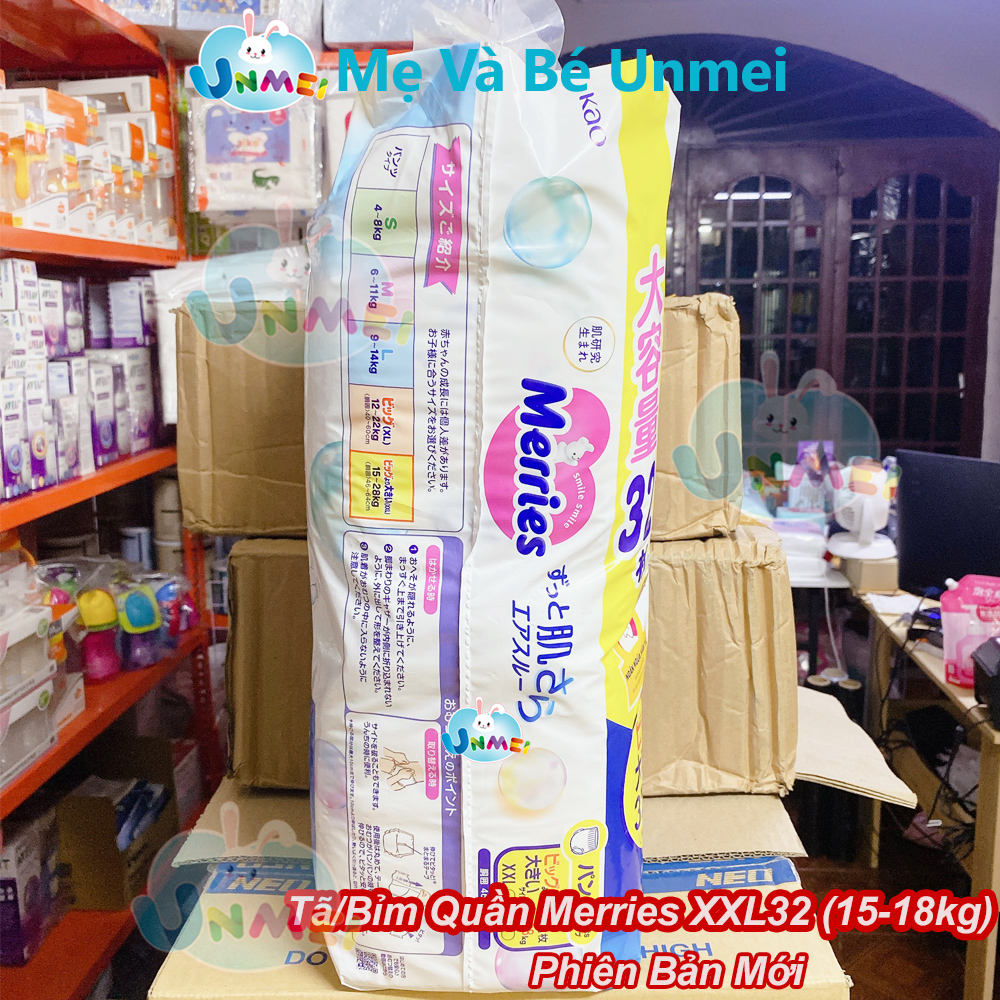 Combo 2 Gói Tã/bỉm quần Merries Jumbo XXL32 (32 Miếng) Dành Cho Bé 15-28kg - Mevabeunmei