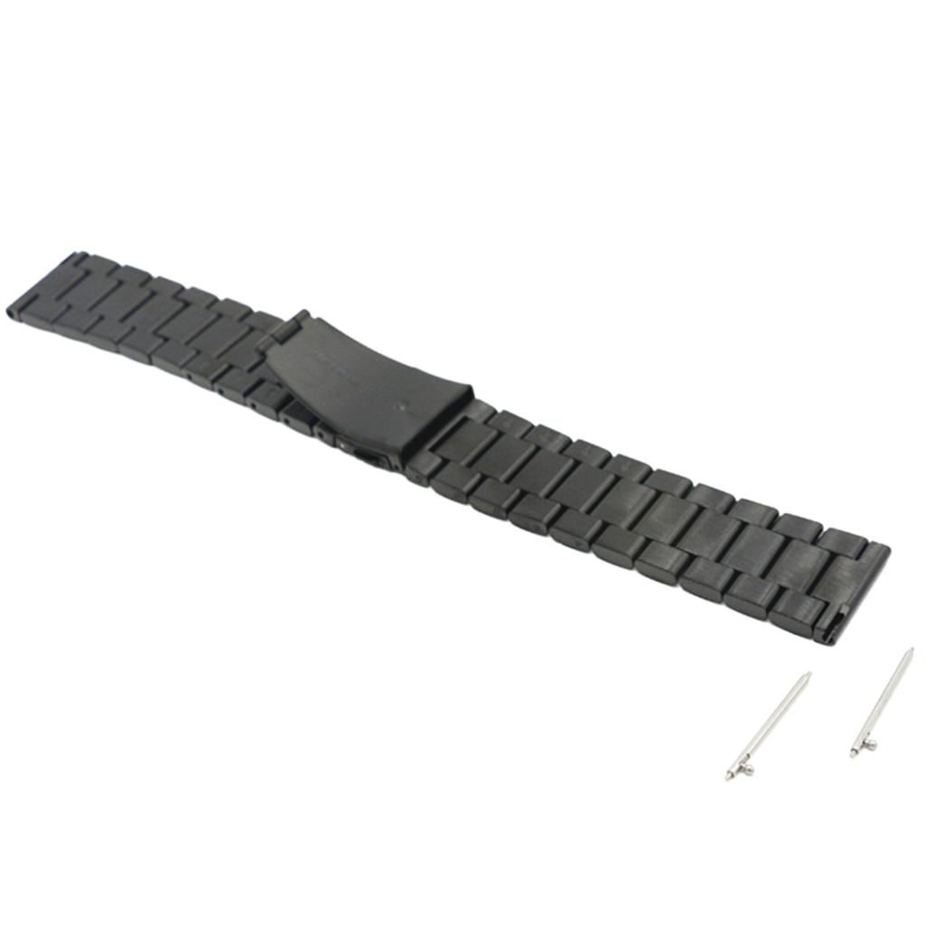 Black 22mm Stainless Steel Wrist Watch Band Strap Bracelet for Mens Womens