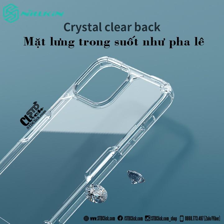 ỐP LƯNG DÀNH CHO ĐIỆN THOẠI IPHONE 13 - 13 PRO - 13 PRO MAX - 13 MINI NILLKIN NATURE TPU PRO LƯNG KÍNH PC TRONG VIỀN DẺO