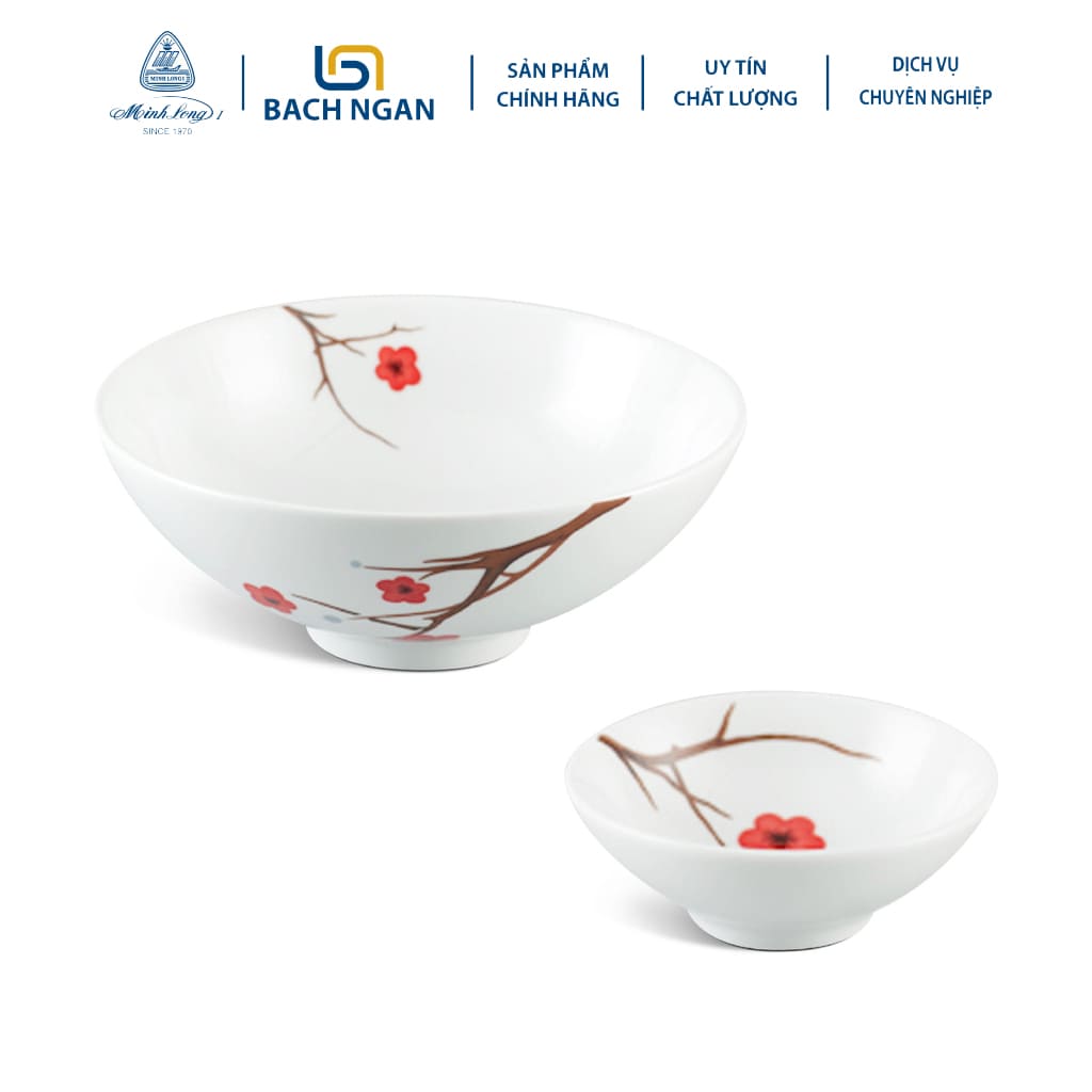 Tô trung Minh Long 15 cm Daisy Hồng Mai Bằng sứ, Hàng Đẹp, Cao Cấp, Dùng Trong Gia Đình, Đãi Khách, Tặng Quà Tân Gia