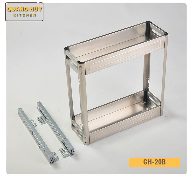 Giá gia vị tủ bếp dưới inox hộp hàng chính hãng Grob sang trọng hiện đại