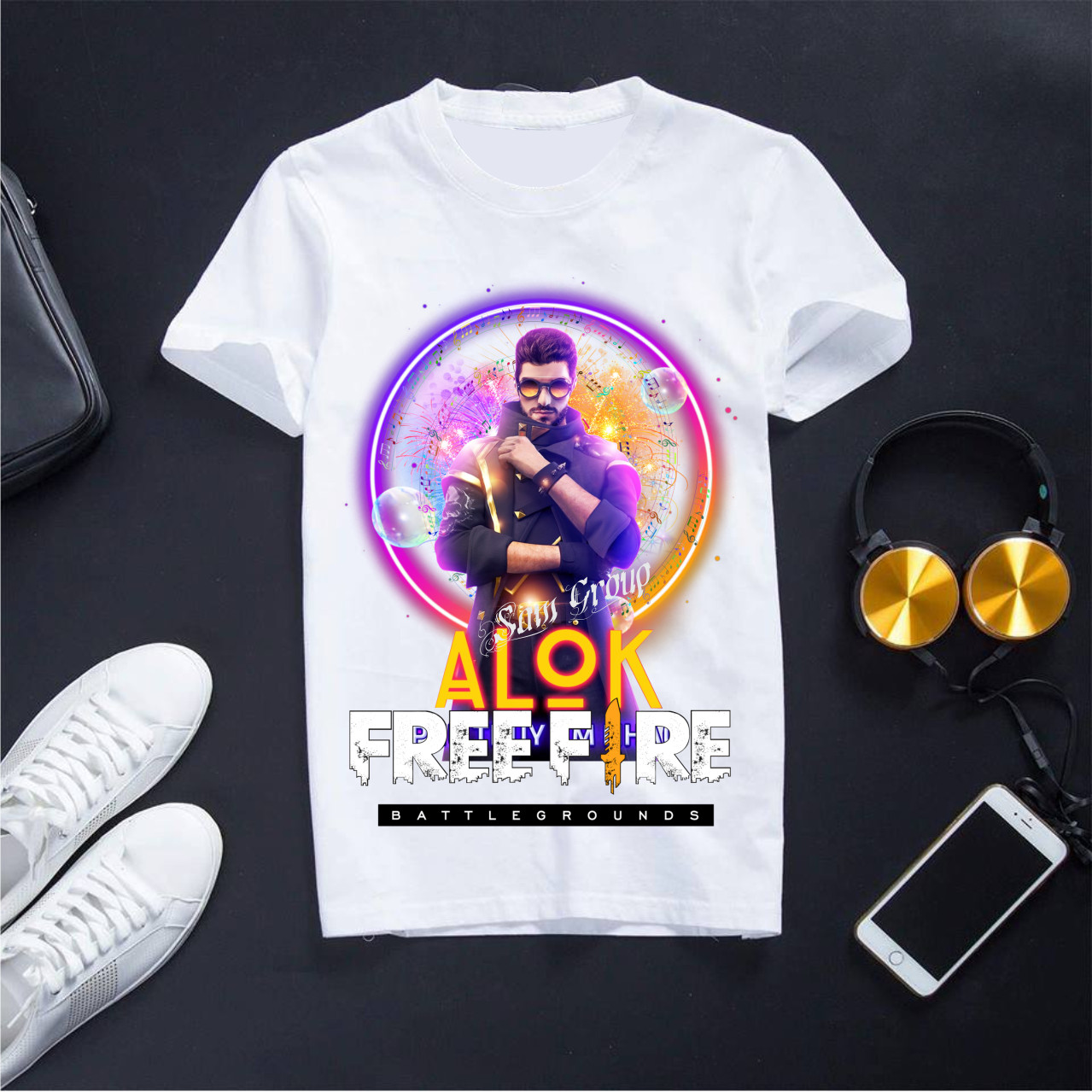 Áo Free Fire Cổ Tròn Màu Trắng Chất Liệu Cotton Co Dãn 4 Chiều Mềm Mịn Hình In Alok Sắc Nét Dành Cho Cả Nam và Nữ