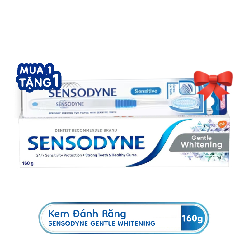 [Mua 1 Tặng 1] Kem Đánh Răng Sensodyne Gentle Whitening 160g/tuýp Tặng BCDR Sensitive Extra