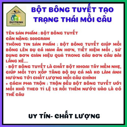 Bột bông tuyết tạo trạng thái mồi câu cá