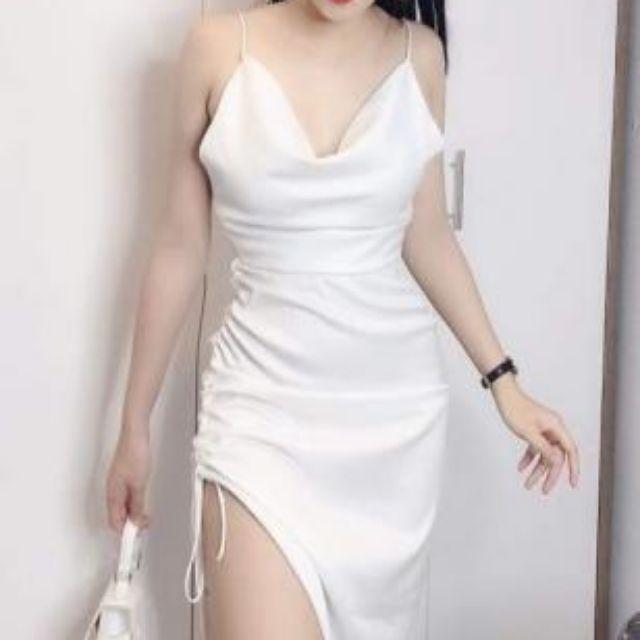 Đầm lụa rũ rút nhúng sexy