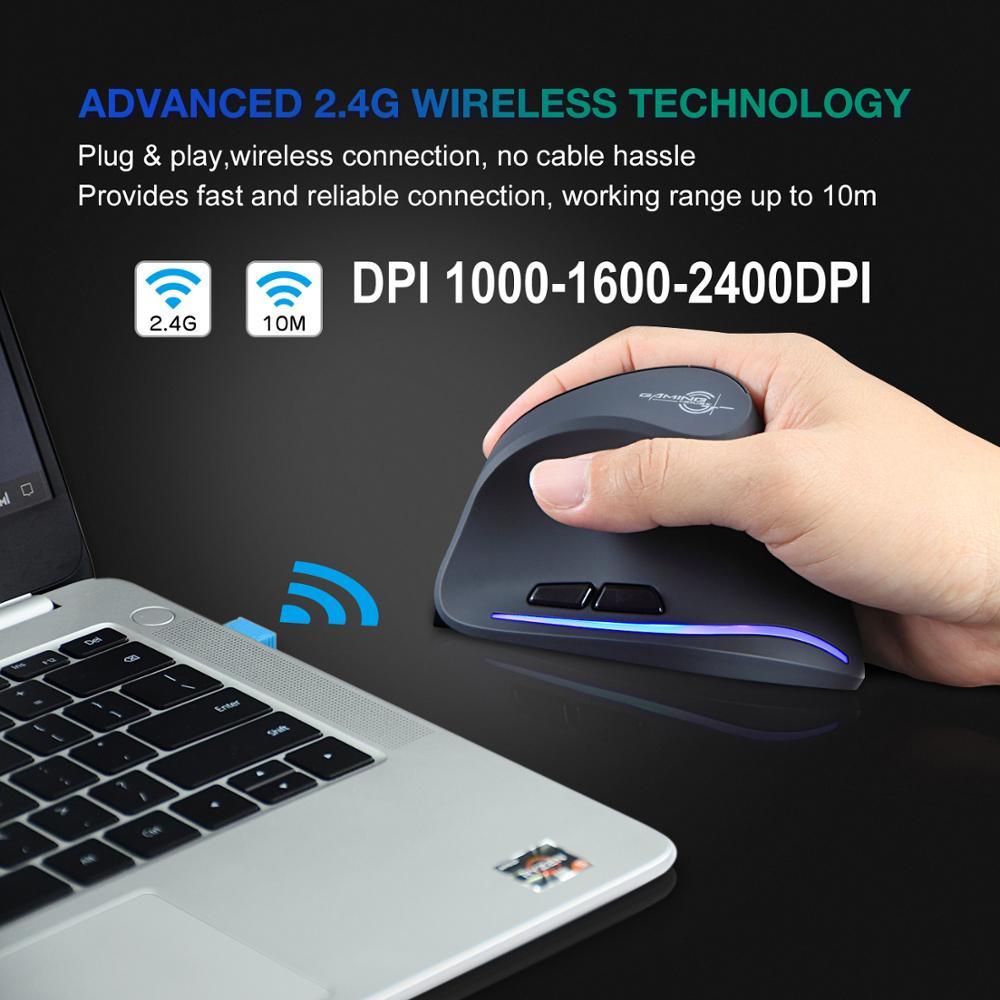 Lefon Mới Nâng Cấp Sạc Không Dây Chuột Game Thủ Công Thái Quang 2.4G/1000/1600/2400 DPI USB Dọc Chuột cho MÁY TÍNH Chơi Game