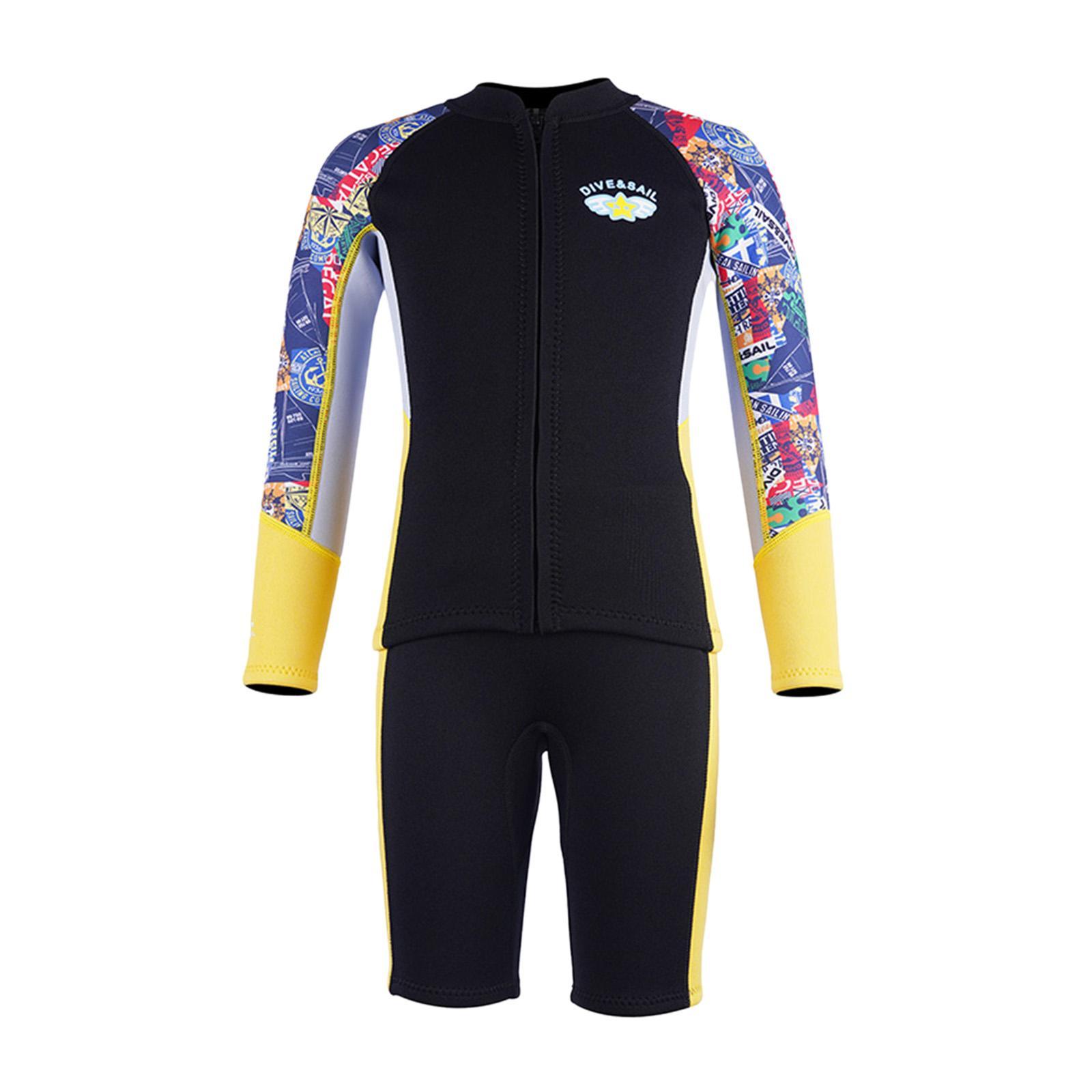 Split Wetsuit Kids Long Sleeve Wet Suit for Water Sports Canoeing Snorkeling