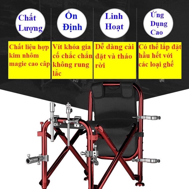 Bộ pat gắn ghế - pat rọng cá - pat chống cần - pat khay mồi - pat đèn câu cá cao cấp