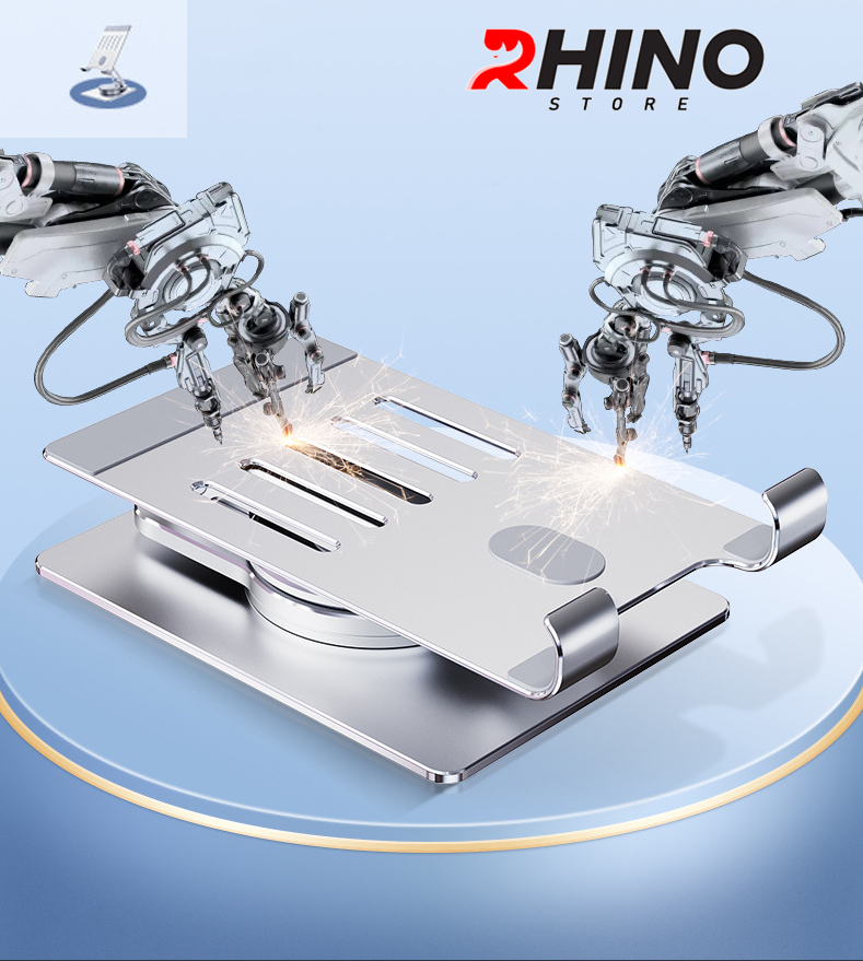 Kệ đỡ điện thoại, ipad 360° Rhino KP303, giá đỡ nhôm cao cấp để bàn tiện lợi có thể gấp gọn - Hàng chính hãng