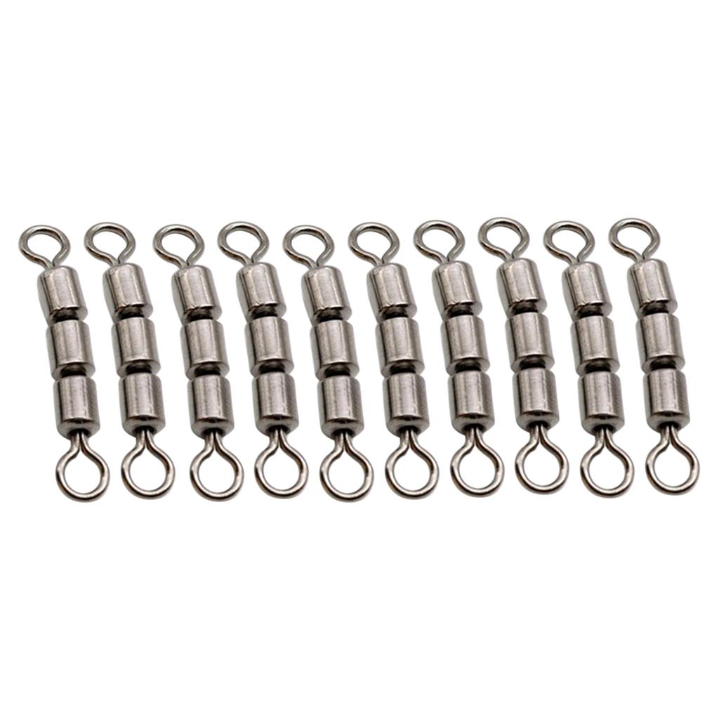 10pcs Fishing Triple Rolling Swivels Solid Ring Hook Line Connector 02