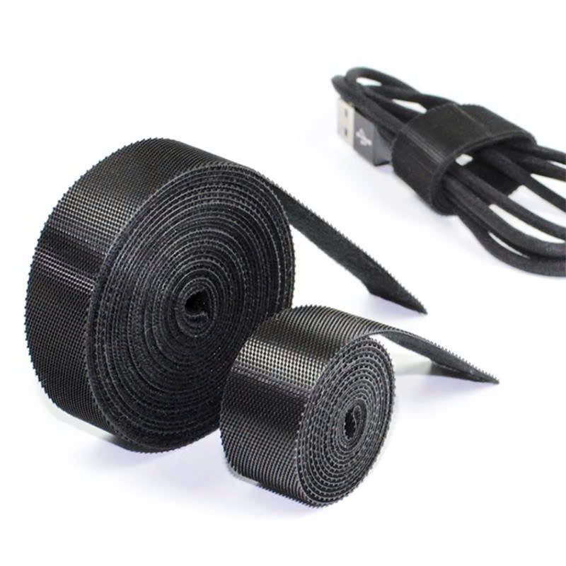 Combo 2 Cuộn Băng Gai Dính Cỡ 1cm x 1m - Dây Dính 2 Mặt Quấn Dây Điện, Dây Sạc, Tai Nghe Gọn Gàng - Hàng Nhập Khẩu