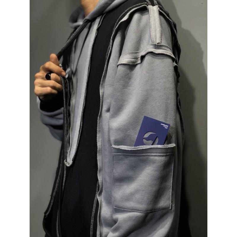 ÁO HOODIE THIẾT KẾ NAM NỮ / XÁM ĐEN RÁP / AZIERLOCO