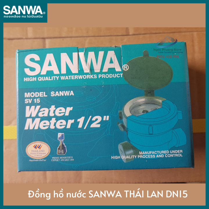 [SANWA THÁI LAN] Đồng hồ đo lưu lượng nước sạch Sanwa nhập khẩu, có kiểm định, Phi 21mm SV15