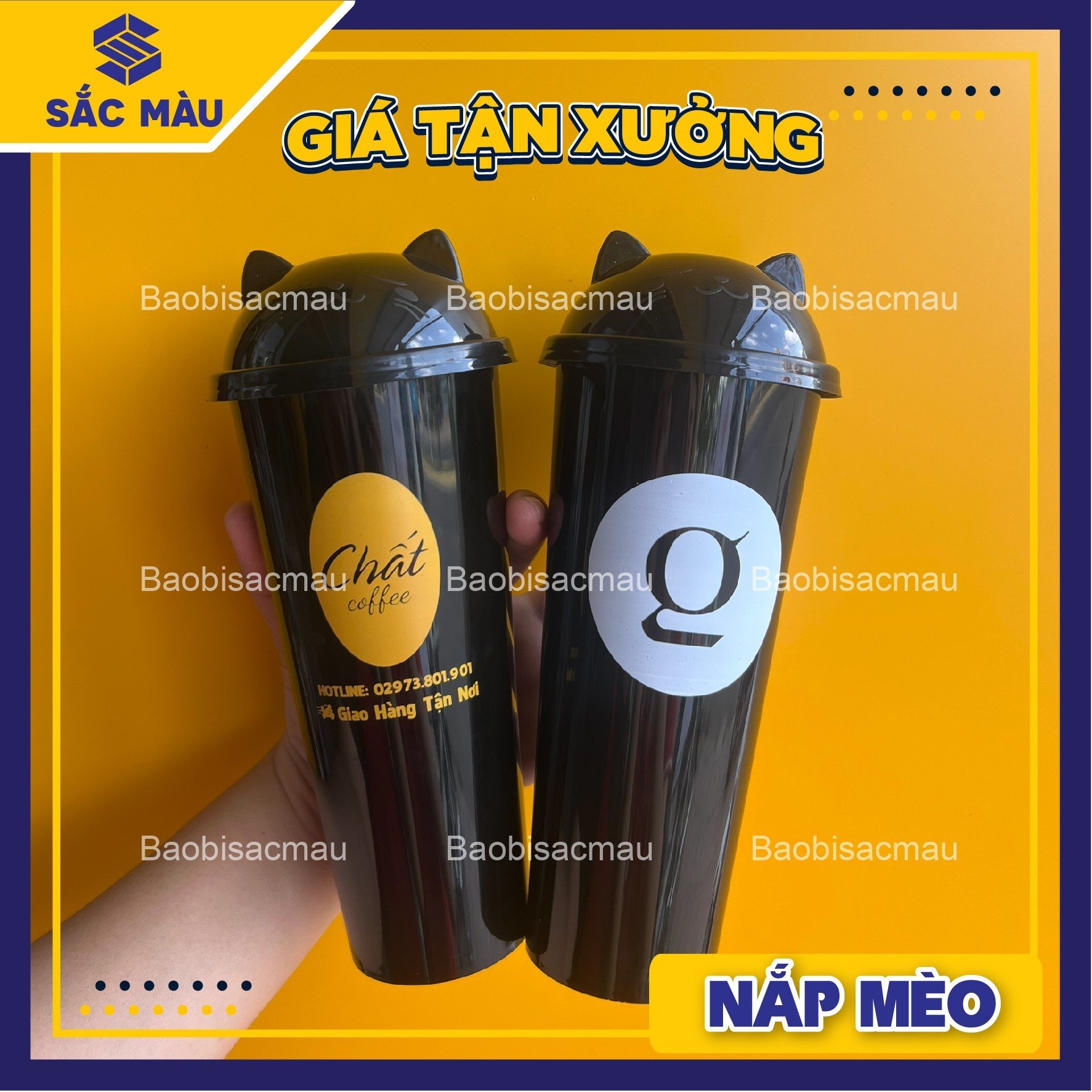 Sỉ 50 Nắp Mèo nhựa phi 90mm nắp ly trà sữa, cà phê, nước ép...