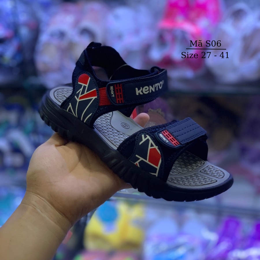 Dép sandal quai hậu bé trai cao cấp KENTO S06 NHÍM SHOP Dép đi học trẻ em siêu nhẹ kháng khuẩn phong cách thể thao năng động 3 - 15 tuổi Xanh Đen Pha Đỏ Thời Trang