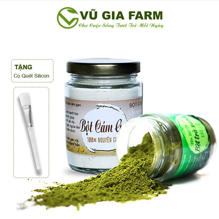 Combo Bột Trà Xanh + Bột Cám Gạo - Nguyên Chất Vũ Gia (100g/ hũ) + Tặng Cọ Quét