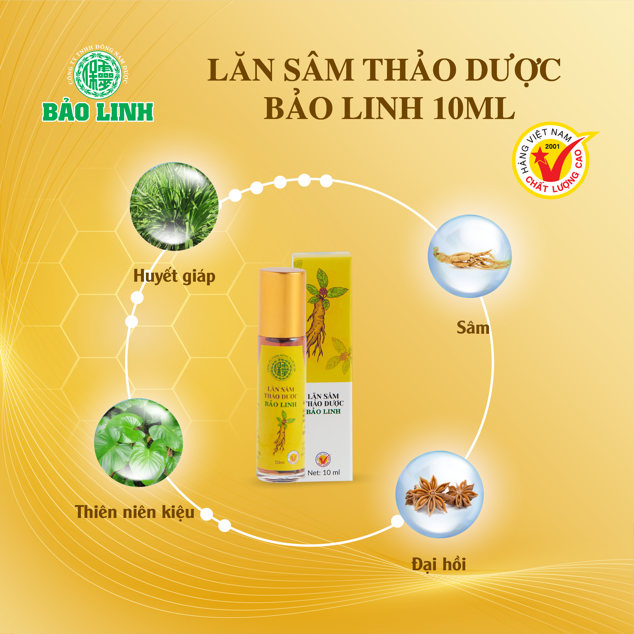 Combo 3 chai Dầu Lăn Sâm Thảo Dược Bảo Linh 10ml