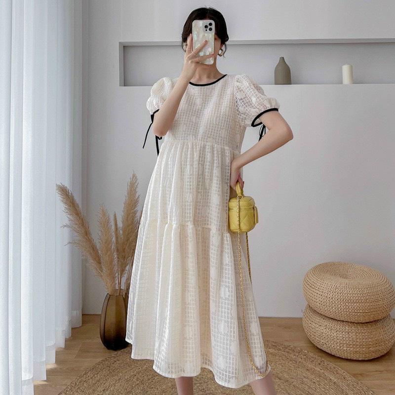 Váy bầu suông bauxinh - Váy bầu thời trang thiết kế chất lụa hàn freesize từ 45 đến 70kg