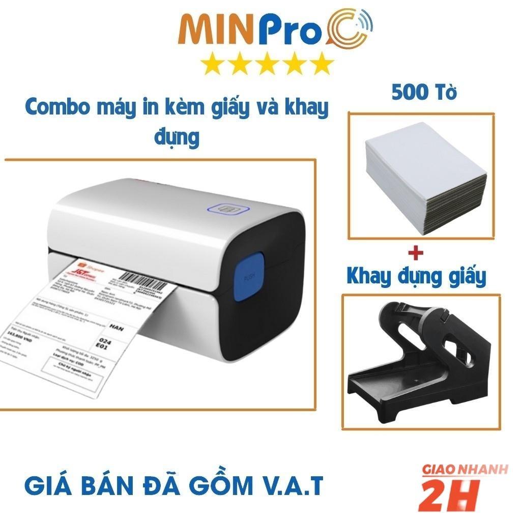Máy in nhiệt MINPRO W300 in đơn hàng TMĐT kèm khay và 500 tờ giấy in nhiệt a7 76x130mm bảo hành 12 tháng