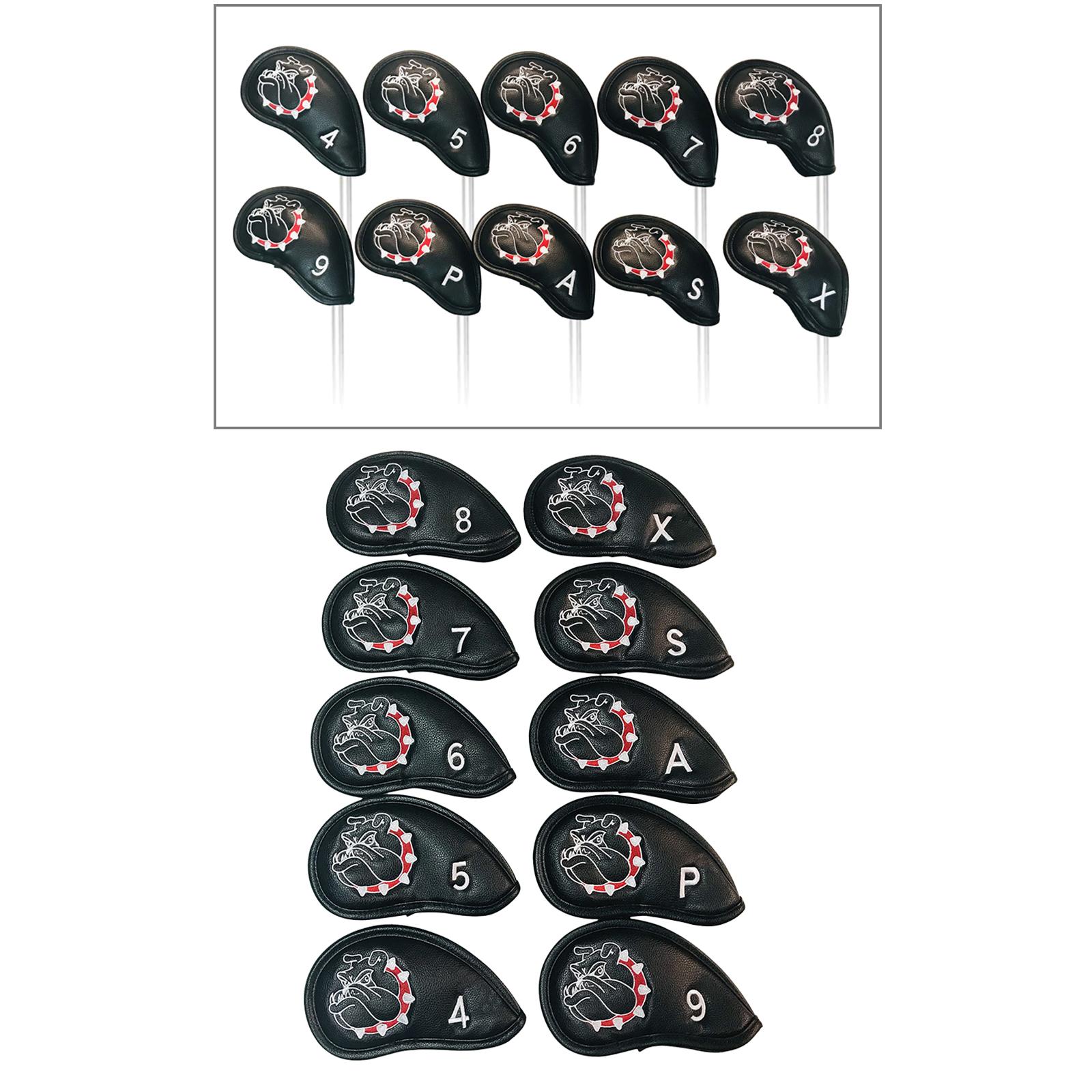 10Pcs/Pack PU Golf Iron Covers Set Golf Club Head Cover Fit Most Irons, 17x9.6cm