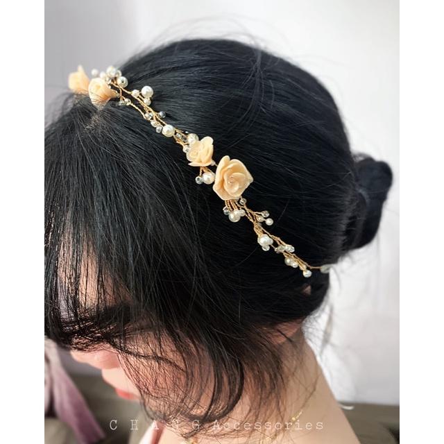 Băng Đô Tóc Thiết Kế Cao Cấp - Phụ Kiện Cài Tóc Handmade Cô Dâu Sang Trọng Hoa BCT11