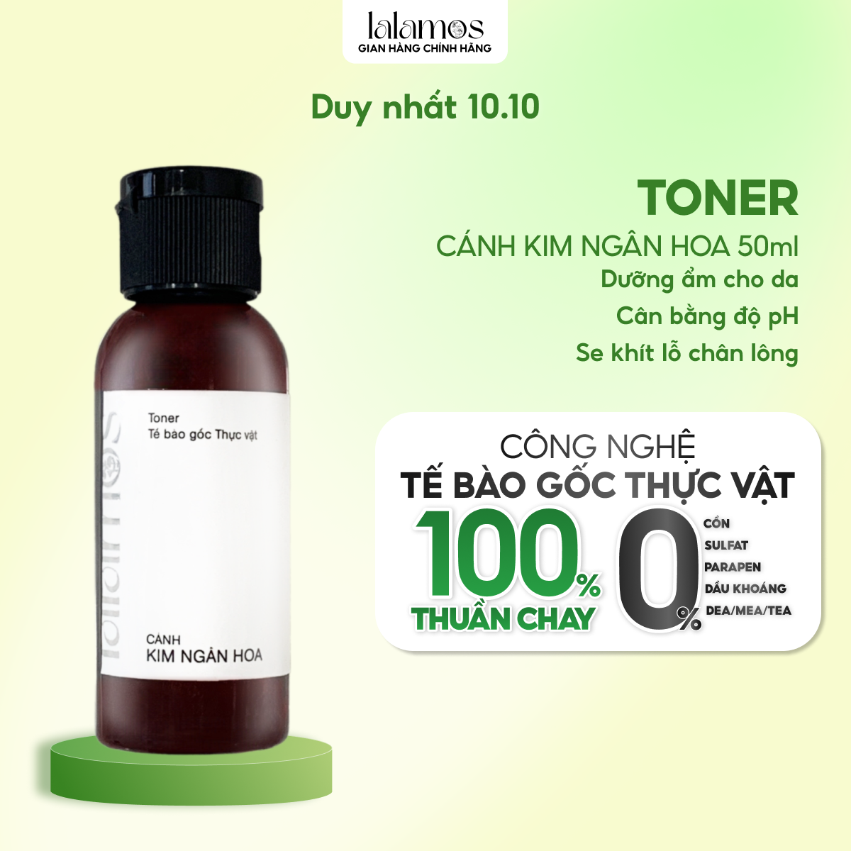 Toner Cánh Kim Ngân Hoa Lalamos Dưỡng Ẩm Và Se Khít Lỗ Chân Lông Mini Size - 50ml
