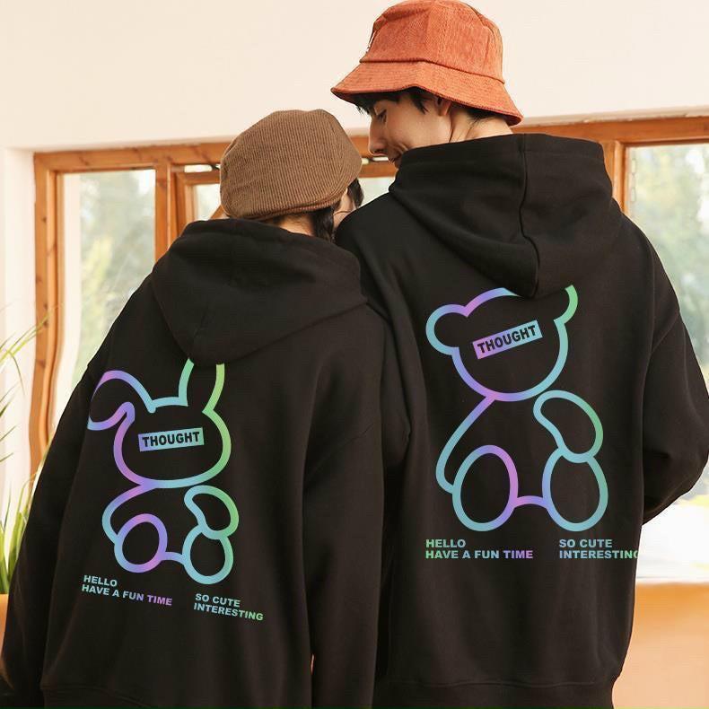 Áo Hoodie Nỉ Nam Nữ From Rộng Unisex In Dạ Quang Phát Sáng Hình Gấu Cực Hot Chất Nỉ Ngoại Dày Dặn