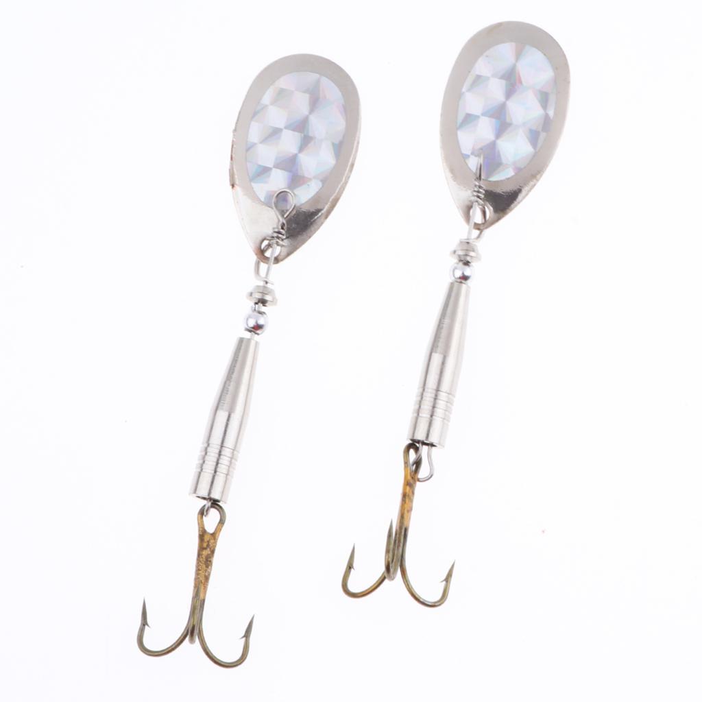 5 Pieces Metal Hard Fishing Lures Spinner Bionic Baits with Treble Hooks A