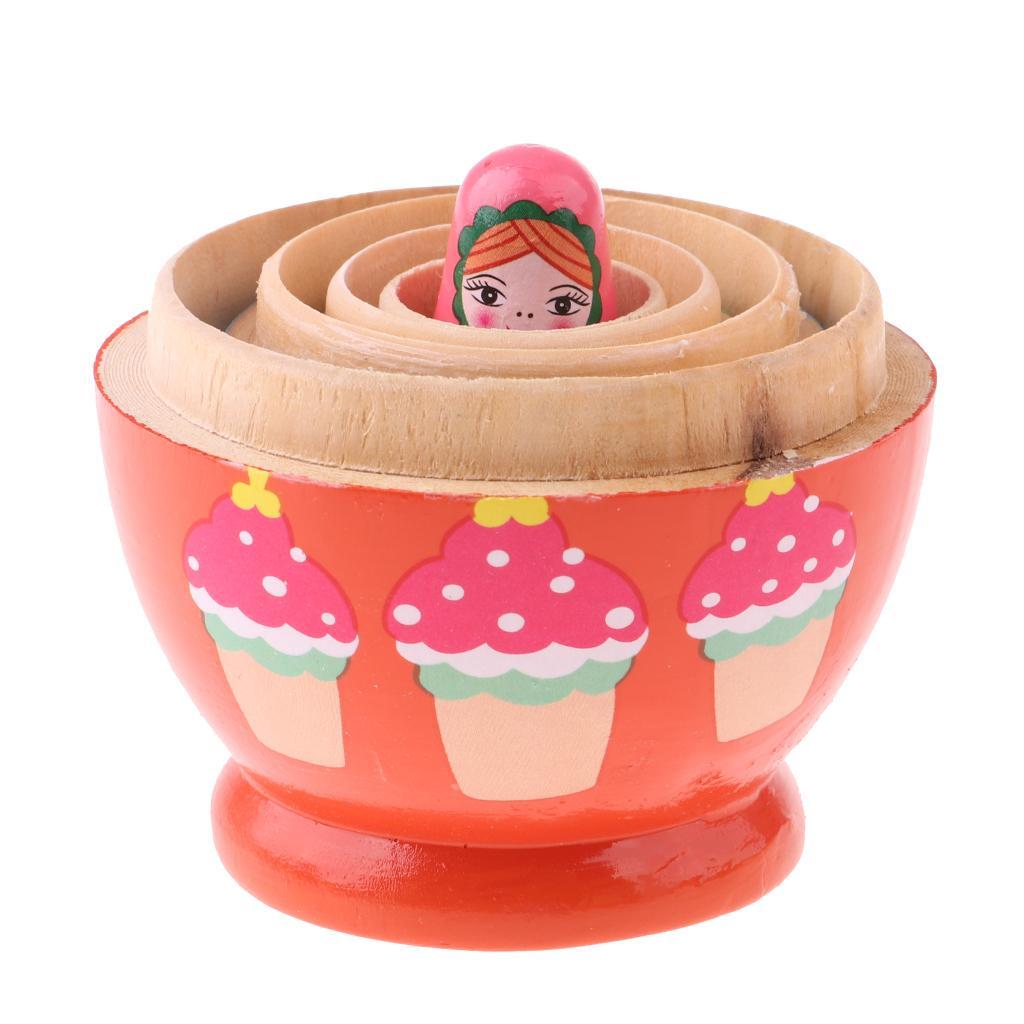 2 Set Wooden Russian Nesting Dolls Kits Matryoshka For Doll Kids Xmas Gifts