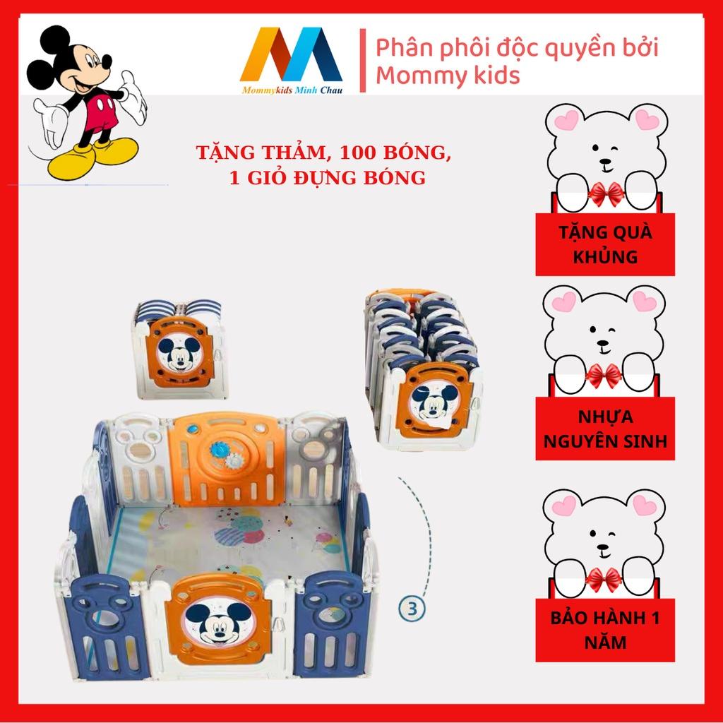 Quây cũi nhựa MommyKids Minh Chau Mẫu MICKEY 1 Gấp gọn tặng thảm, 100 quả bóng nhựa , bảo hành 1 năm