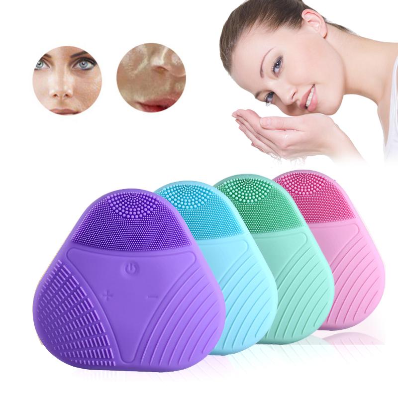 Điện Mặt Silicone Bàn Chải Rung Sữa Rửa Mặt Sâu Lỗ Chân Lông Làm Sạch Loại Bỏ Mụn Đầu Đen Máy Giặt Chăm Sóc Da Làm Sạch Máy Mát Xa Công Cụ