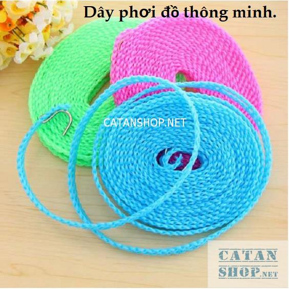 Dây phơi đồ thông minh dài 5m có lỗ chống trượt, tiết kiệm không gian GD412-DayPhoiDo ( ngẫu nhiên)