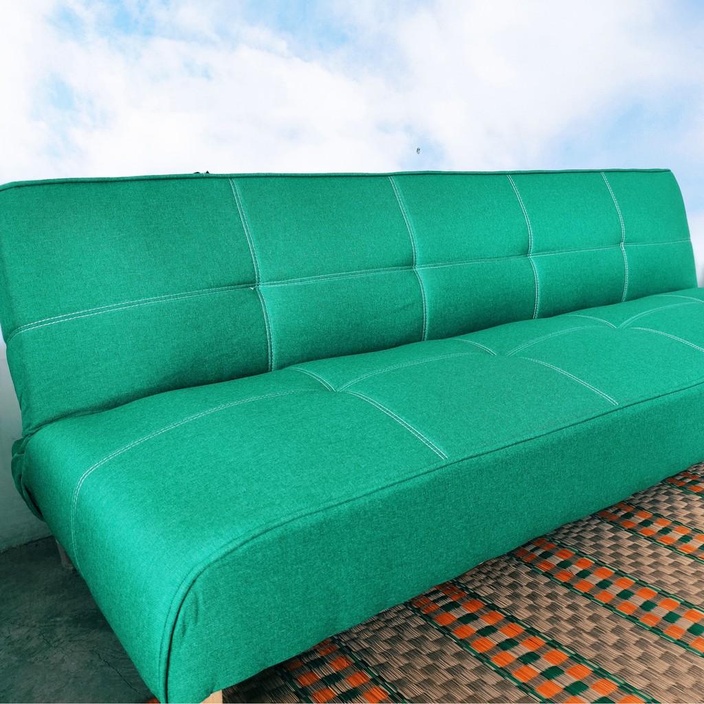 Sofa bed. Ghế giường thông minh. Kích thước 170 x 86 x 38 cm. Màu xanh . Loại 6 chân gỗ
