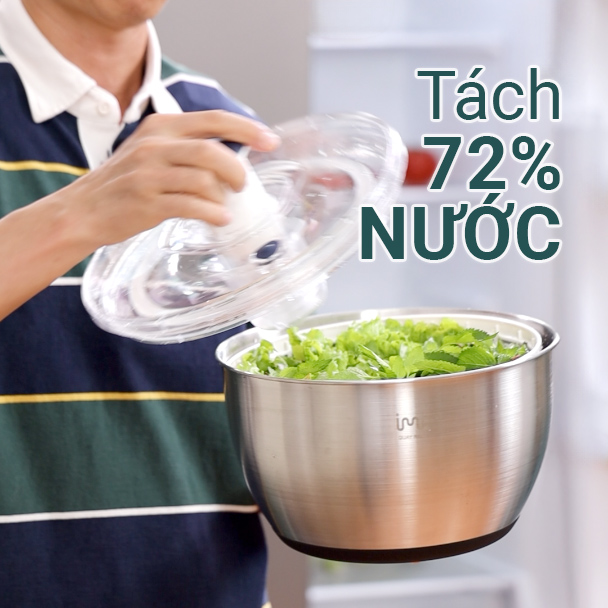 [Chính hãng iMAT] Rổ Quay Vắt Rau IMAT Tách Nước Nhanh, Dễ Dùng, Chất Liệu Inox 304, Nhựa PP Cao Cấp