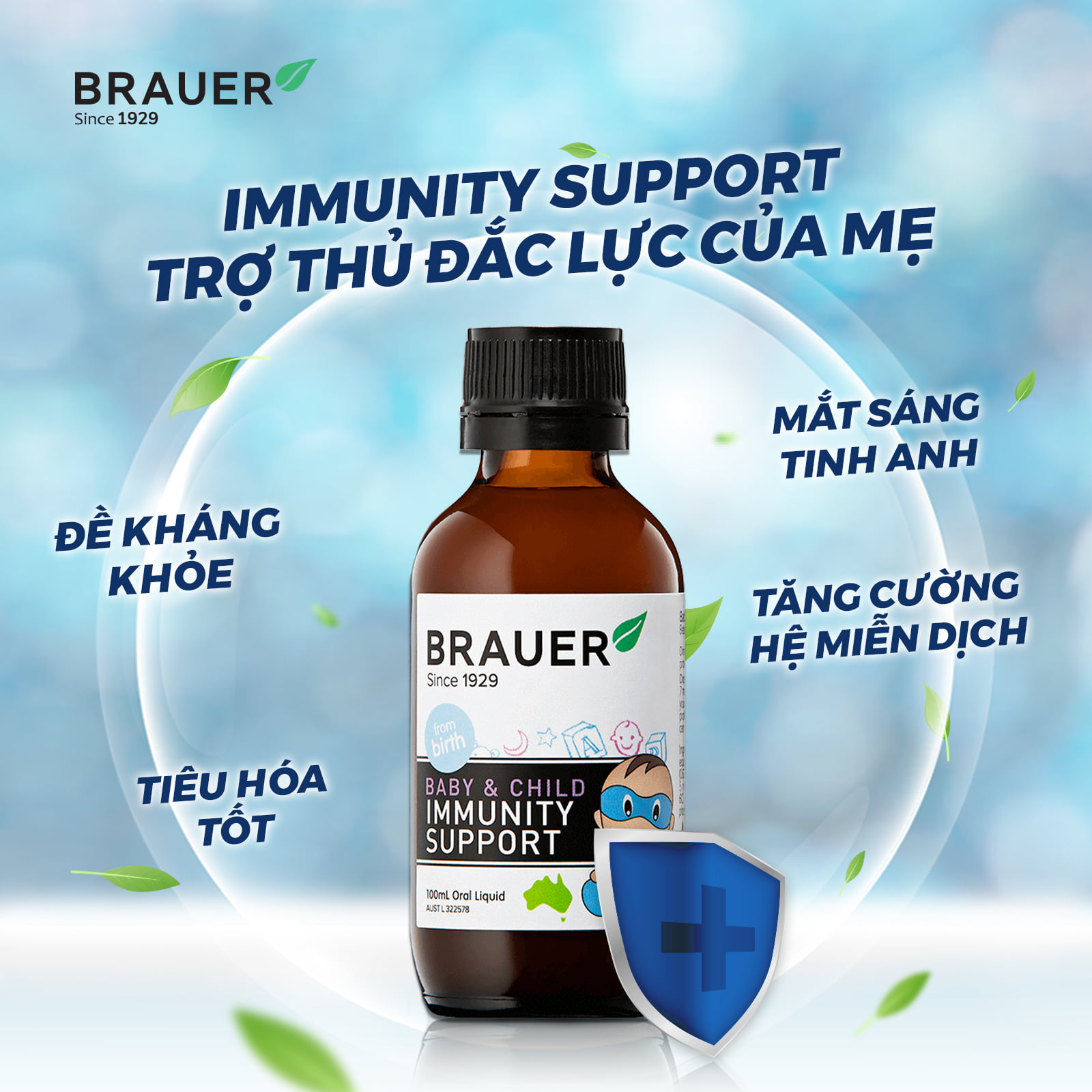 Brauer Hỗ Trợ Hệ Miễn Dịch Cho Trẻ Sơ Sinh & Trẻ Nhỏ - Baby & Child Immunity Support Oral Liquid 100ml - QuaTangMe Extaste