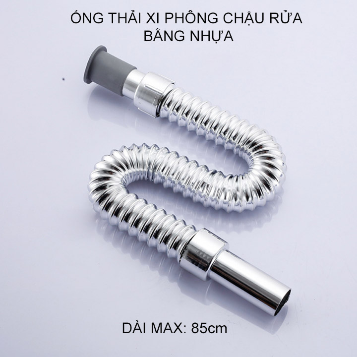 Xi phông chậu rửa mặt lavabo inox 304 hoặc ống thải bằng inox hay bằng nhựa tùy chọn, uốn cong theo ý muốn