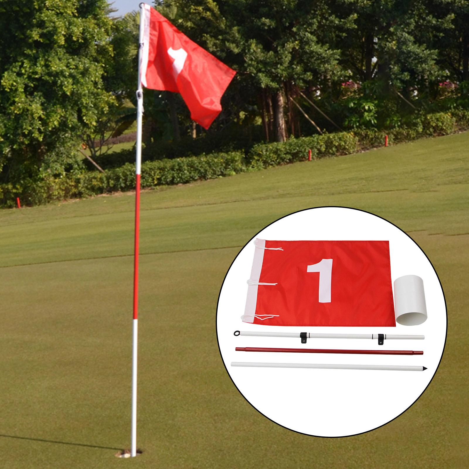 Portable 3-Section Golf Flagsticks Set Golf Practice Hole Cup Putting Green Flag All 6 ft Golf Pin Flags