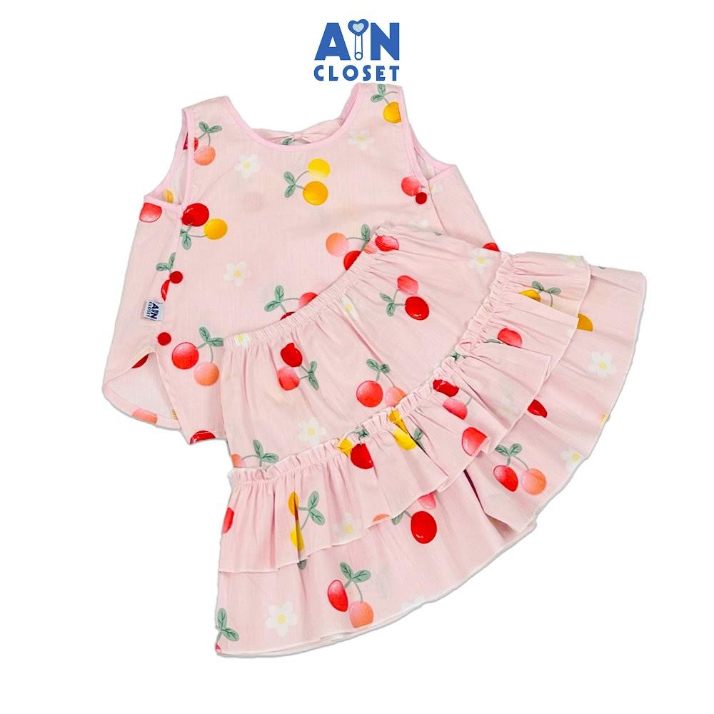 Bộ quần áo Ngắn bé gái họa tiết Cherry Đỏ Vàng cotton - AICDBGHK4ICD - AIN Closet
