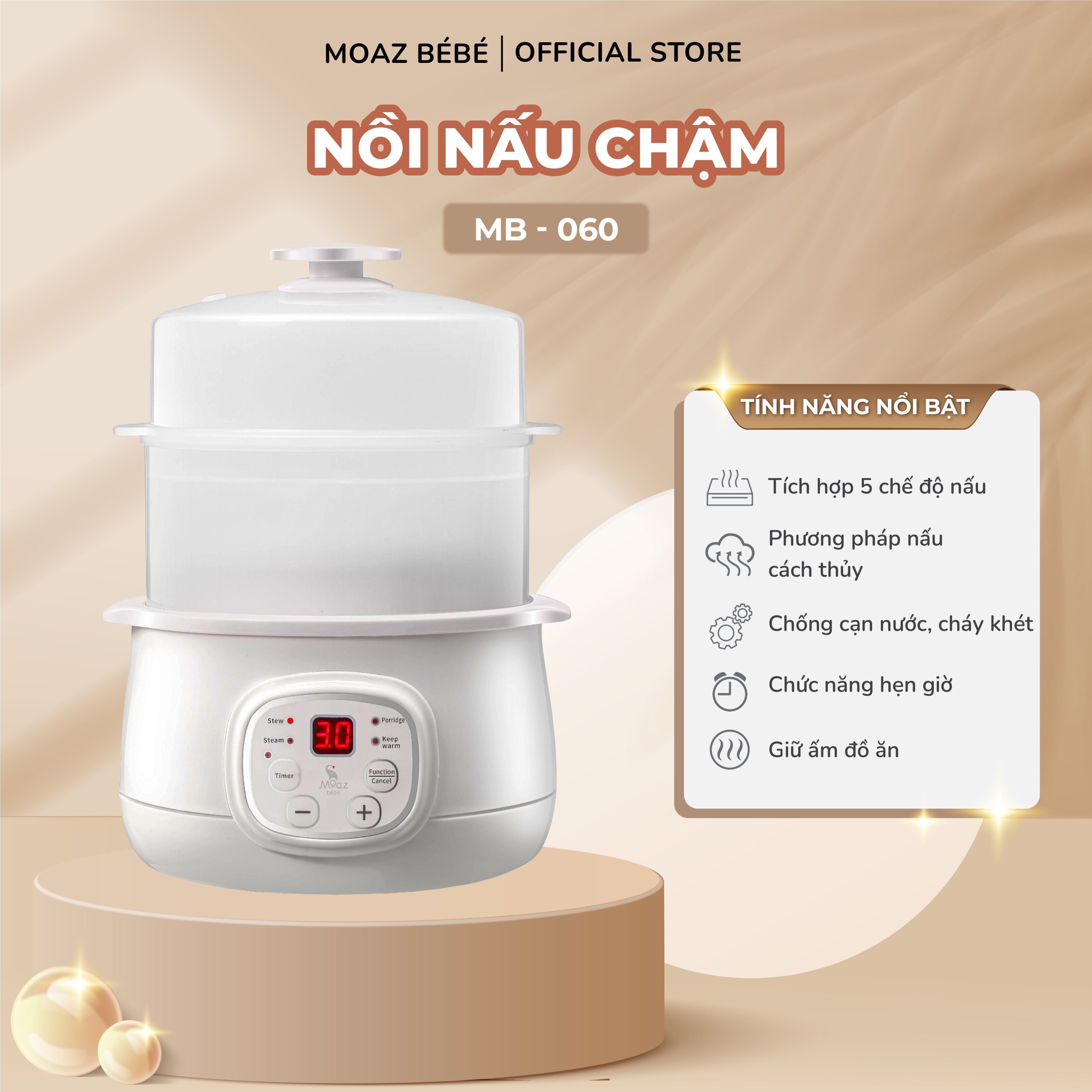 Nồi nấu chậm Hàng Chính Hãng Moaz BéBé MB – 060