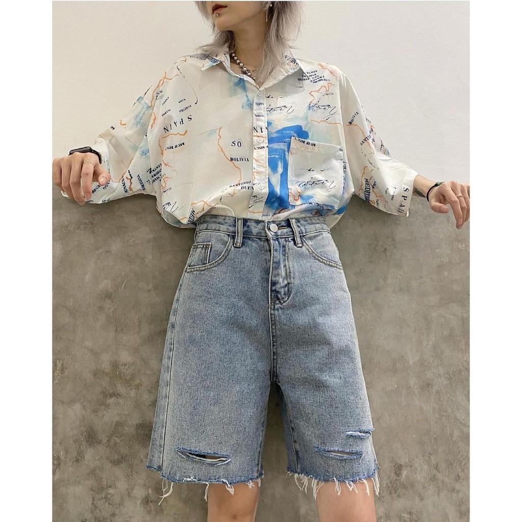 Quần Short Jean Ngố MON Rách Ulzzang