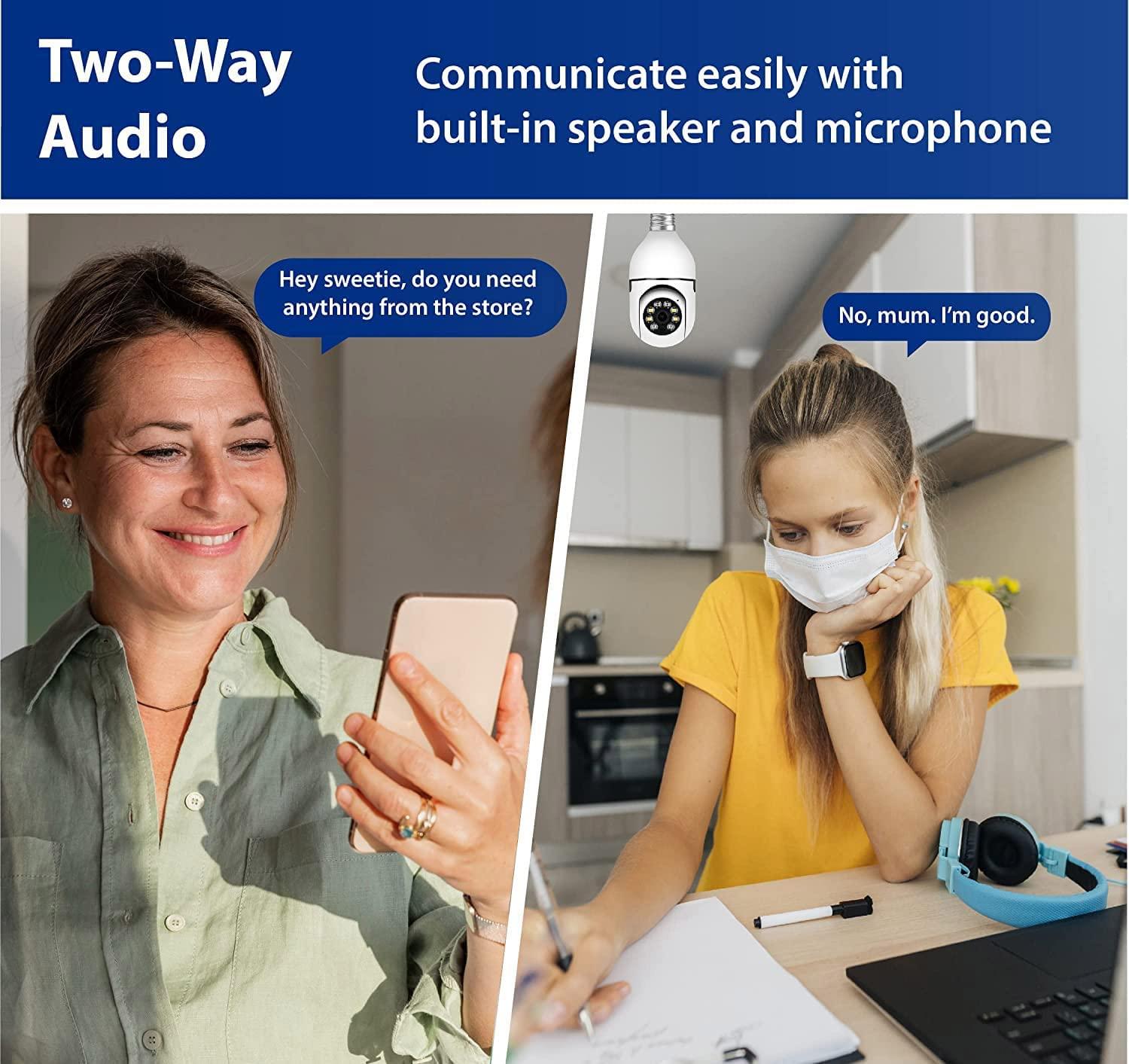 Máy ảnh bóng đèn WiFi ngoài trời, camera bảo mật máy ảnh bóng đèn thông minh 1080p, camera bóng đèn không dây 360 độ