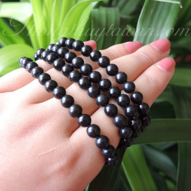 Vòng tay Chuỗi hạt Phong Thủy " Phật " 108 hạt đen 6mm kèm hộp