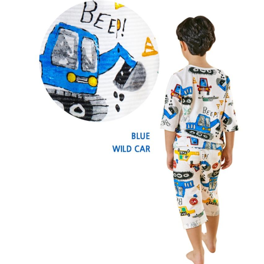Đồ bộ quần áo thun cotton lửng mùa hè cho bé trai Unifriend Hàn Quốc UNI0865