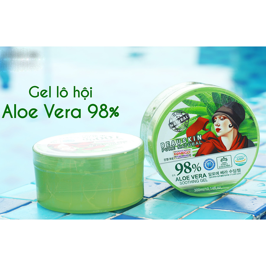 Gel dưỡng da lô hội Beauskin Aloevera Soothing Hàn Quốc 300ml + Móc khóa