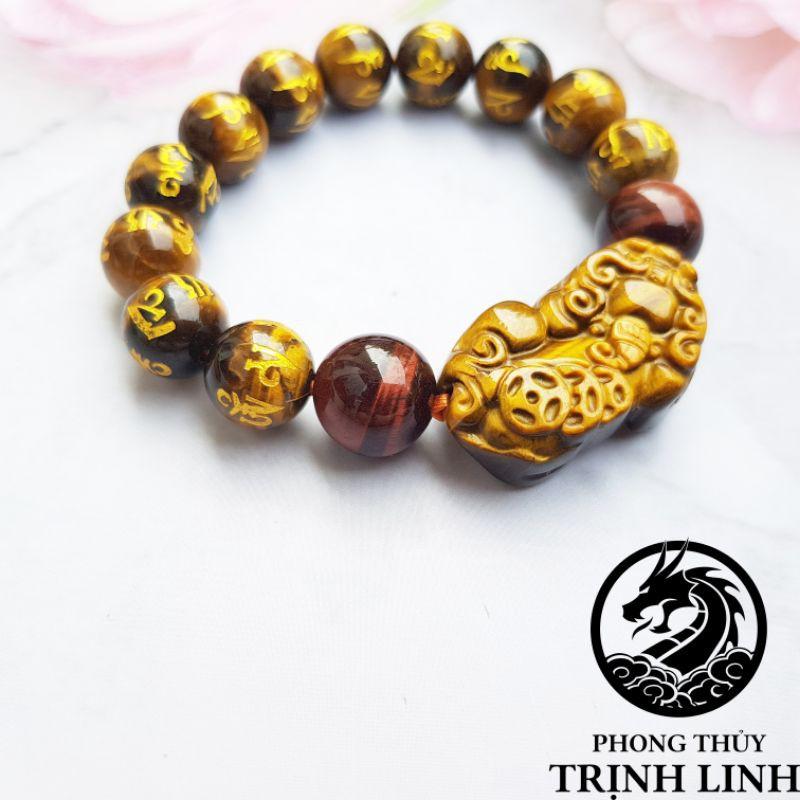 VÒNG TỲ HƯU NÂU ĐỎ VÀ VÀNG KHẮC CHÚ SIZE 12LY