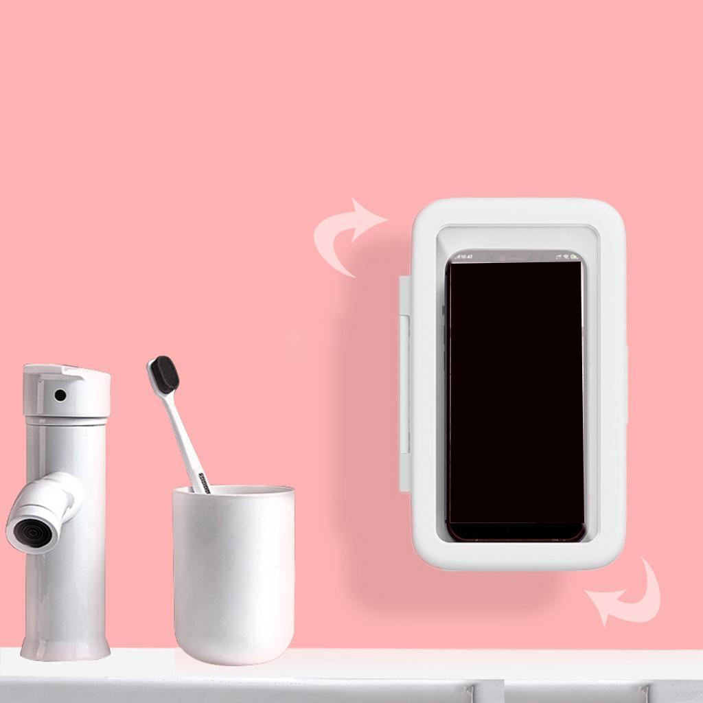 Waterproof Wall Mount  Bathroom Phone Storage Case White